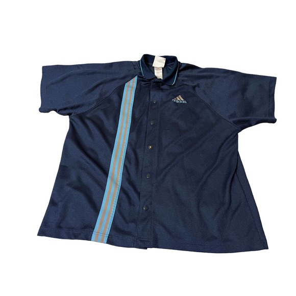 Vintage 90s Adidas Shirt XL Men’s Blue Warm Up Full Snap Button Up Basketball - Picture 1 of 7